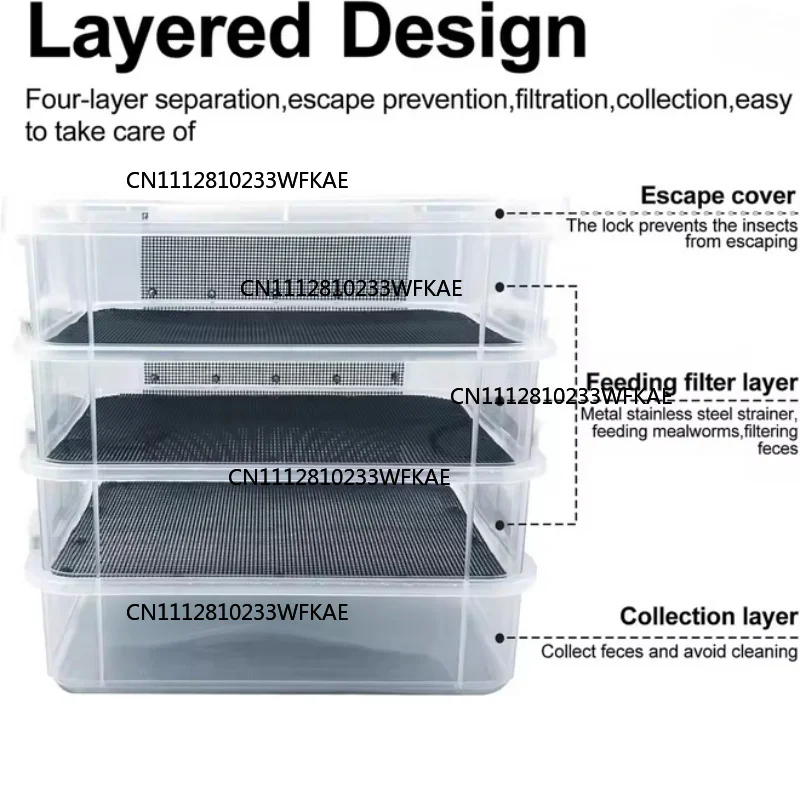 Mealworm Breeding Kit 2/3/4-Layer High Capacity Mealworm Farm To Breed Live Mealworms for Bearded Dragon and Reptiles Portable