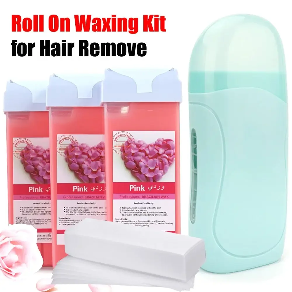 【جديد! حار 】 مجموعة شمع رول أون مع سخان - خراطيش إزالة الشعر للجنسين مجموعة تدفئة كريم مزيل الشعر الساخن للجسم والوجه #4