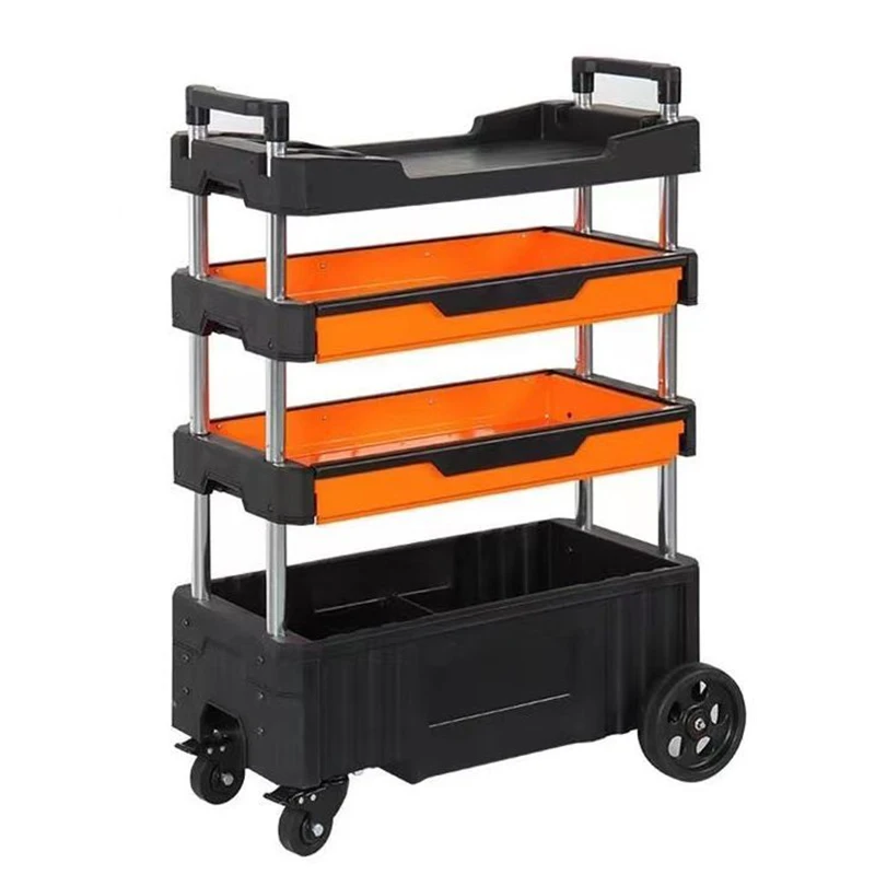 

Складная полка для хранения инструментов, пластиковая трехэтажная передвижная полка для инструментов, портативная тележка для ремонта, рамка для хранения деталей мобильных инструментов