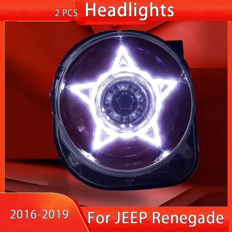 

Фара головного света для Jeep Renegad 2016-2019 в новом стиле, лампа головного света в сборе, обновленные аксессуары для объектива проектора