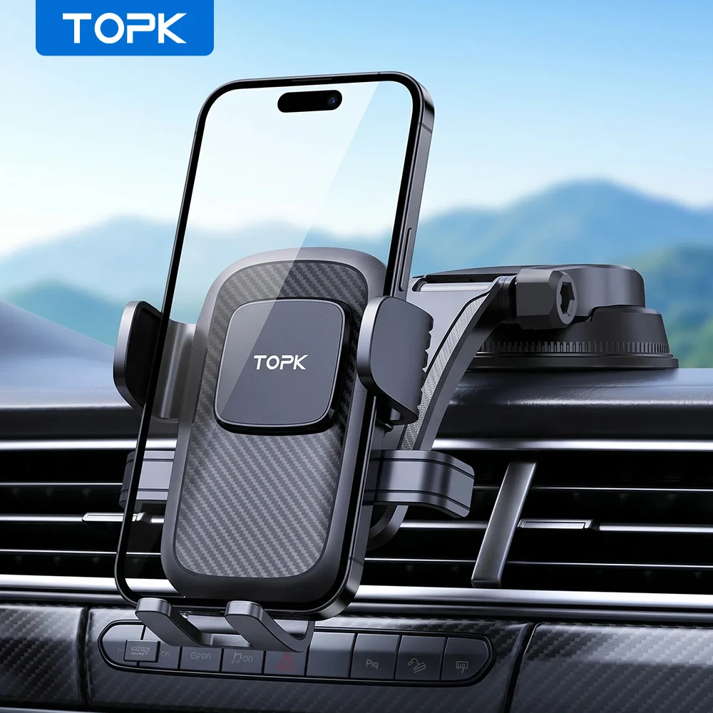 TOPK Saugnapf-Autohalterung für Handys, Armhalterung für das Armaturenbrett, universelle Smartphone-Halterung für iPhone und Samsung.