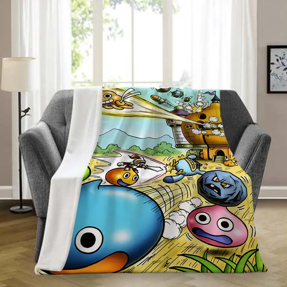 D-Dragon Quest Slimes Throw Blanket Aesthetic Portable Home Travel Camping Sofa Picnic Thick Warm Flannel Blanket