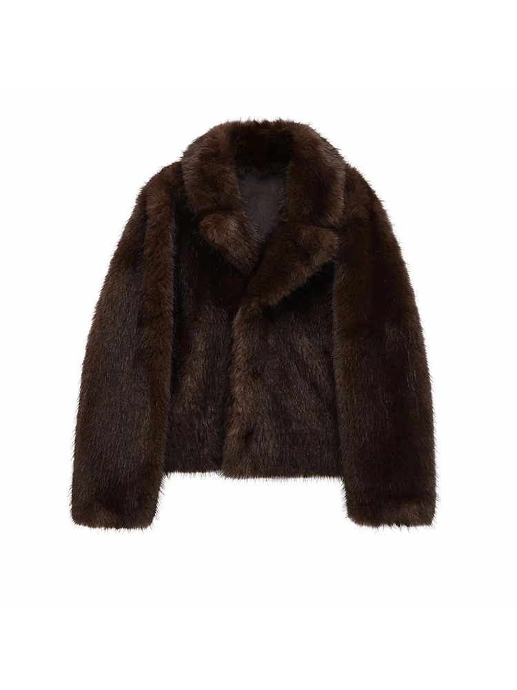 Frauen Herbst Winter Mode Reversible Faux Leder Lammwolle frauen Mantel Revers einreiher Langarm Jacke Oberbekleidung