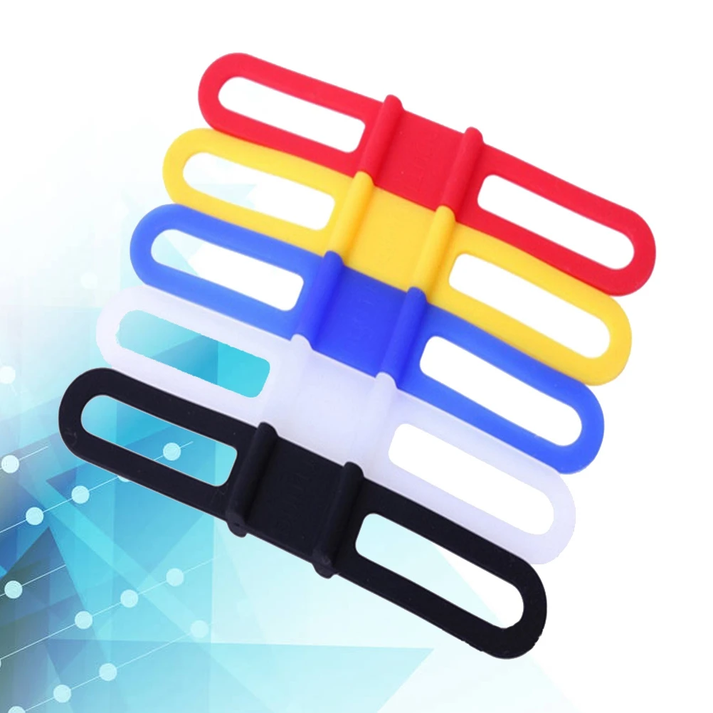

5Pcs Cycling Mountain Bike Silicone Band Flashlight Phone Water Bottle Holder Strap Band Strap Tie (Random Color)