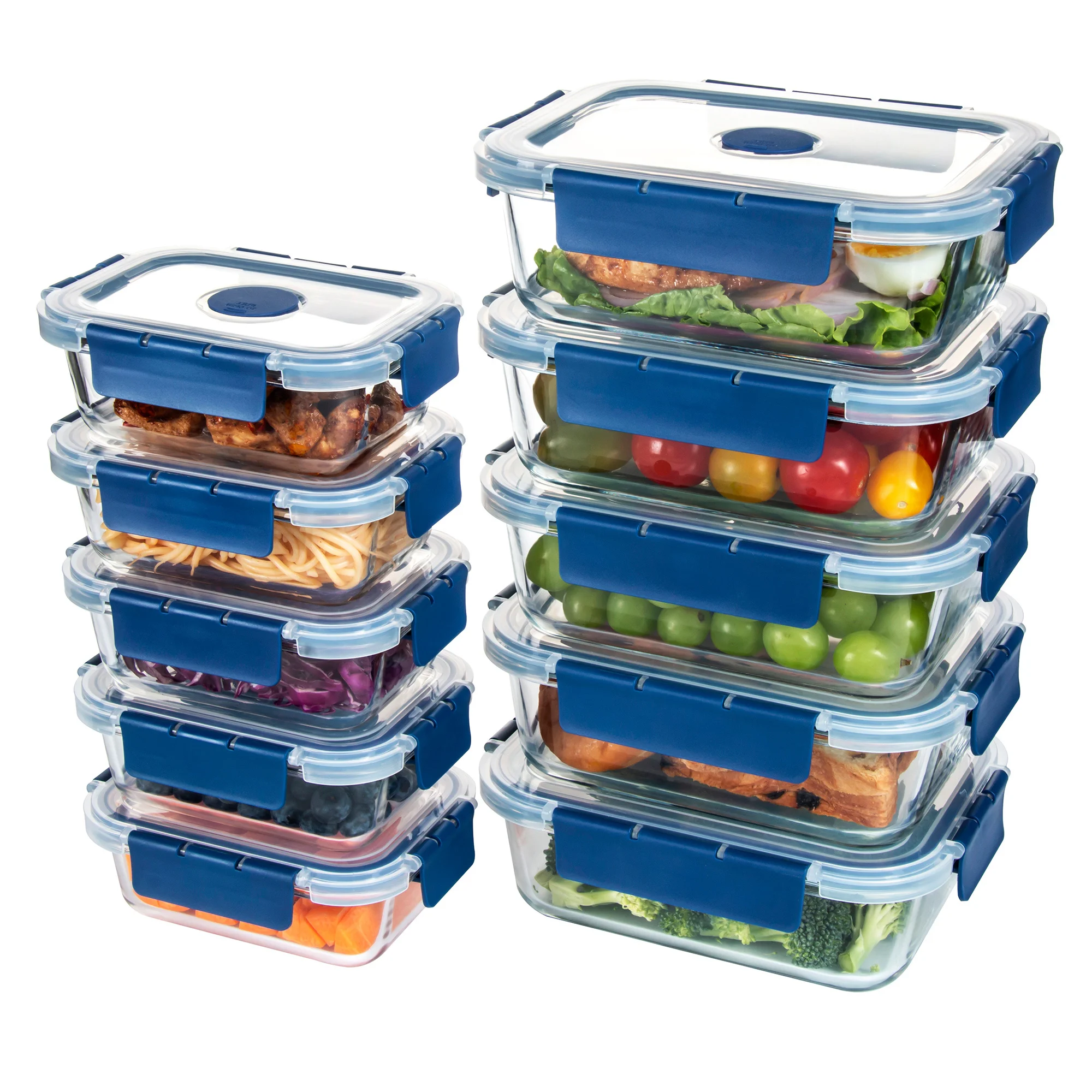 

20pcs (10 Containers + 10 Lids) High Borosilicate Glass Meal Prep Containers with Steam Vent, Food Storage Containers with Airtight Lids, for Home Kitchen Office Lunch Portion Control