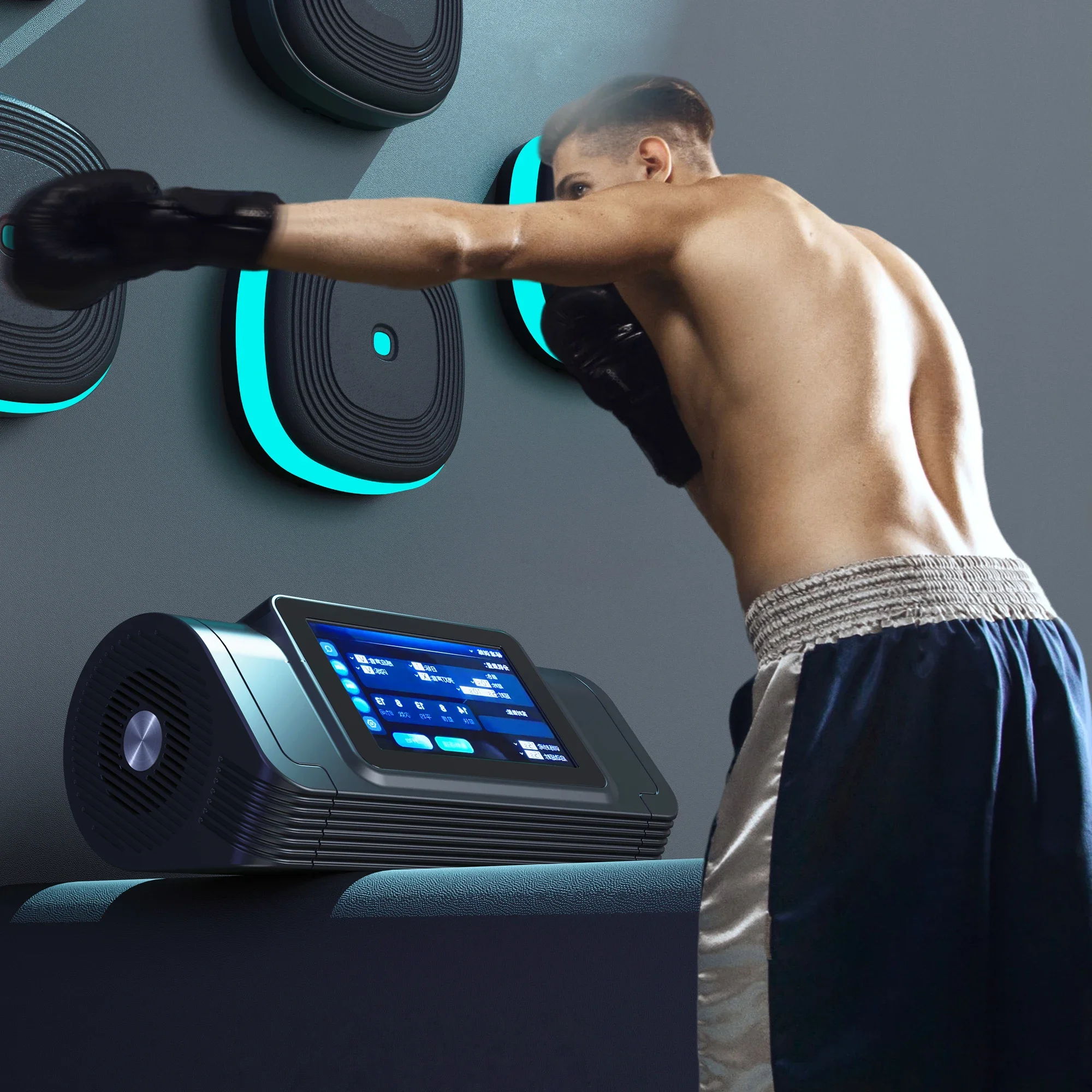 Entrenador de boxeo inteligente montado en la pared, Equipo de Boxeo musical con Bluetooth, objetivo de entrenamiento, tipo dividido