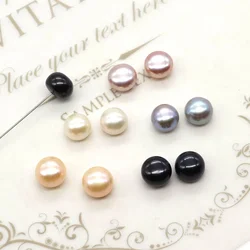 Real Natural Freshwater Pearls Bread Beads Half Hole Stud Earrings Pearls Beads for Jewelry Making DIY Earrings Accessories