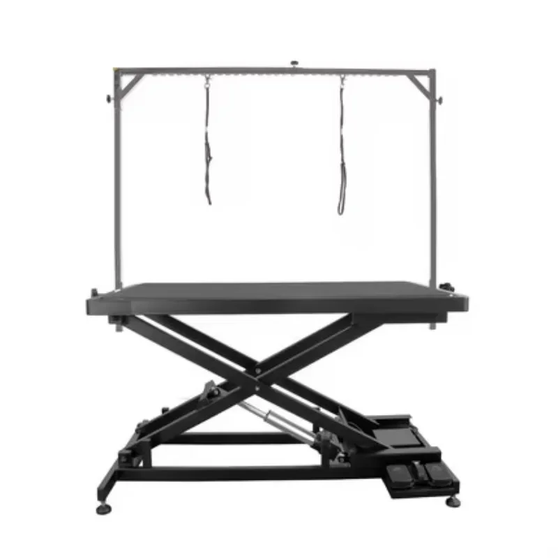 Full Black Height Adjustable Foldable Dog Grooming Electric Table For Dogs With Various Sizes And Security Protection