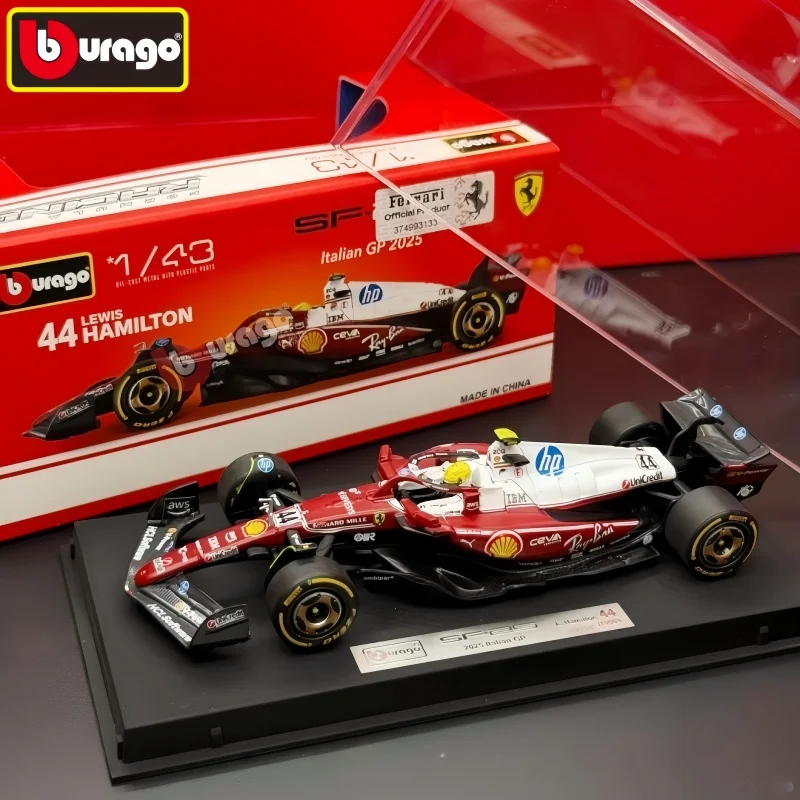 Burago 1:43 Ferrari F1 Formula Racing Car SF25 NO.16 C.Leclerc NO.44 L.Hamilton Alloy Miniature Model Custom Birthday Gift Toys