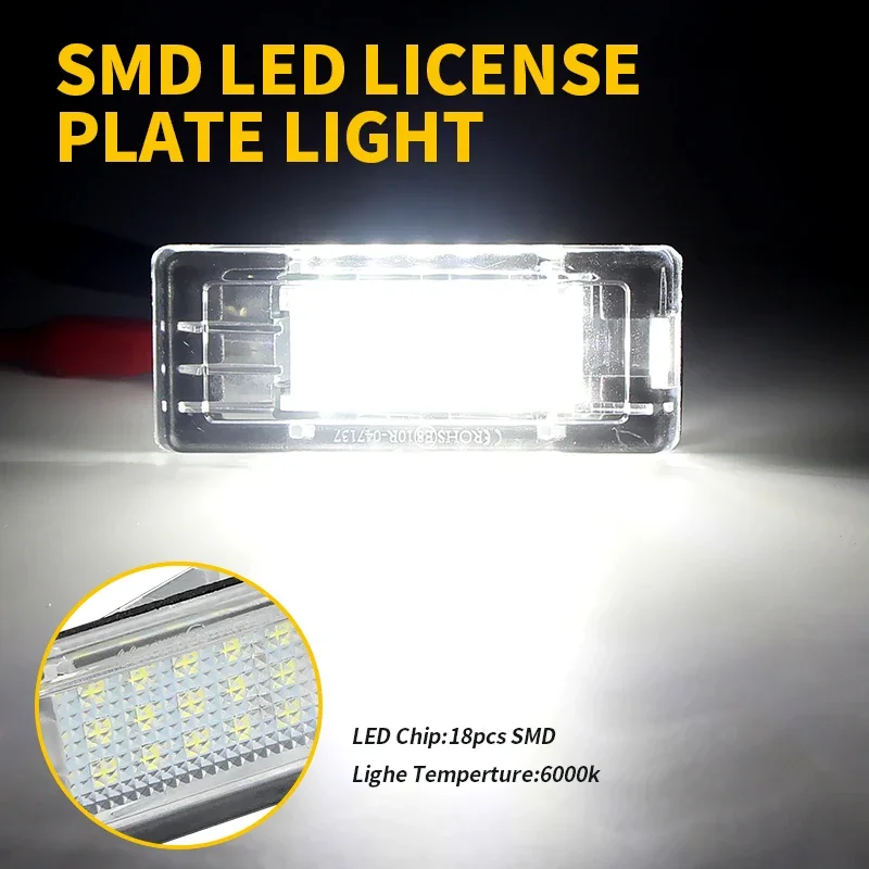 1Pair For Dacia Duster 2010 LED License Plate Light Waterproof High Brightness 12V Car Upgrade Replacement Number Plate Lamp