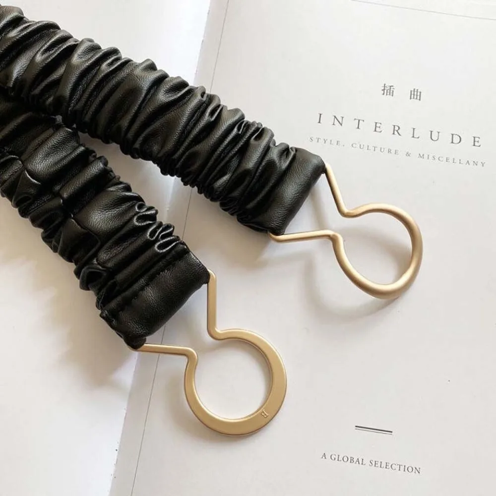 의류 장식 허리 벨트, 와이드 타입 탄성 허리띠, 거리 사진 액세서리, 기하학적 금속 버클 허리 스트랩