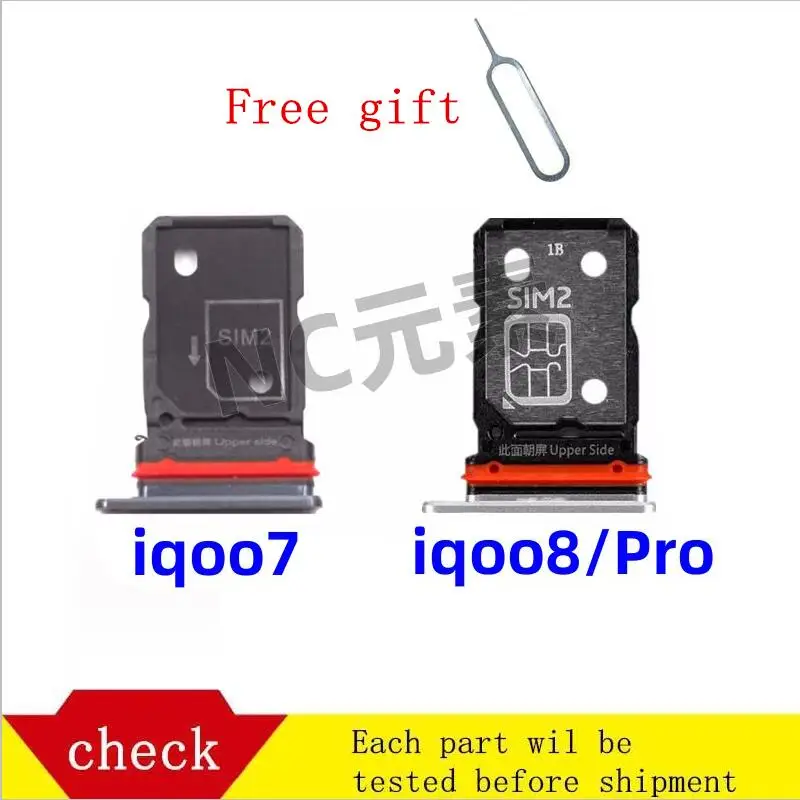 Sim Card Tray Holder, Slot Adapter and Micro SD Card Tray Holder, Free Eject Pin Key Tool, for Vivo IQOO7 IQOO8/8Pro