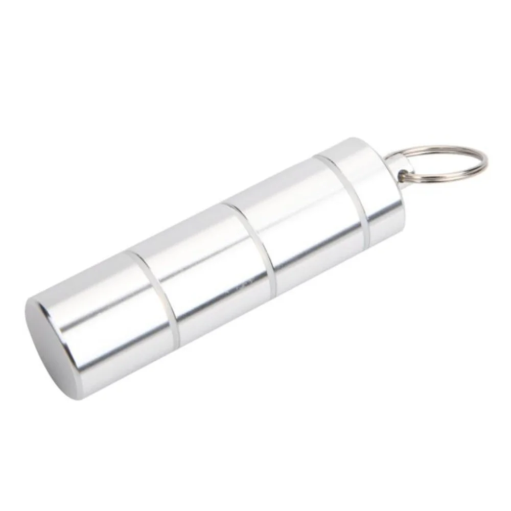 200pcs Outdoor Portable Waterproof Outdoor Medicine Pill Container Aluminum Case Keychain Metal Waterproof Box Case