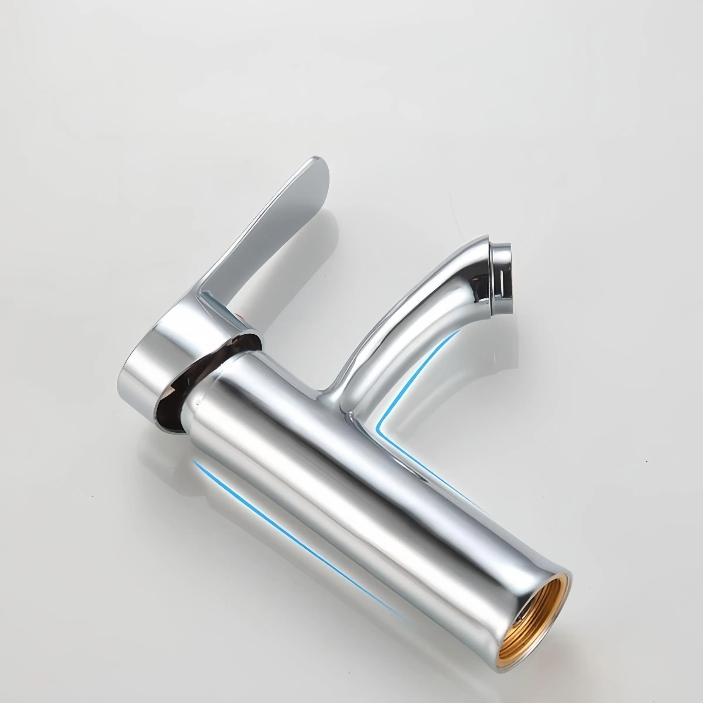 Stainless Steel Faucet Single Hole Cold Hot Water Bathroom Basin Sink Tap, Home Use Splash Proof Faucet