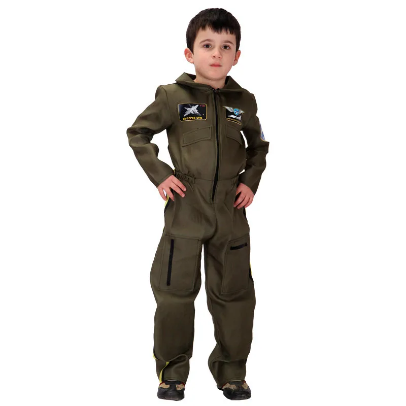 Halloween Boy Pilot Astronaut Uniform Spaceman tuta Costume Cosplay Purim Kid Child Book Week Fancy Dress