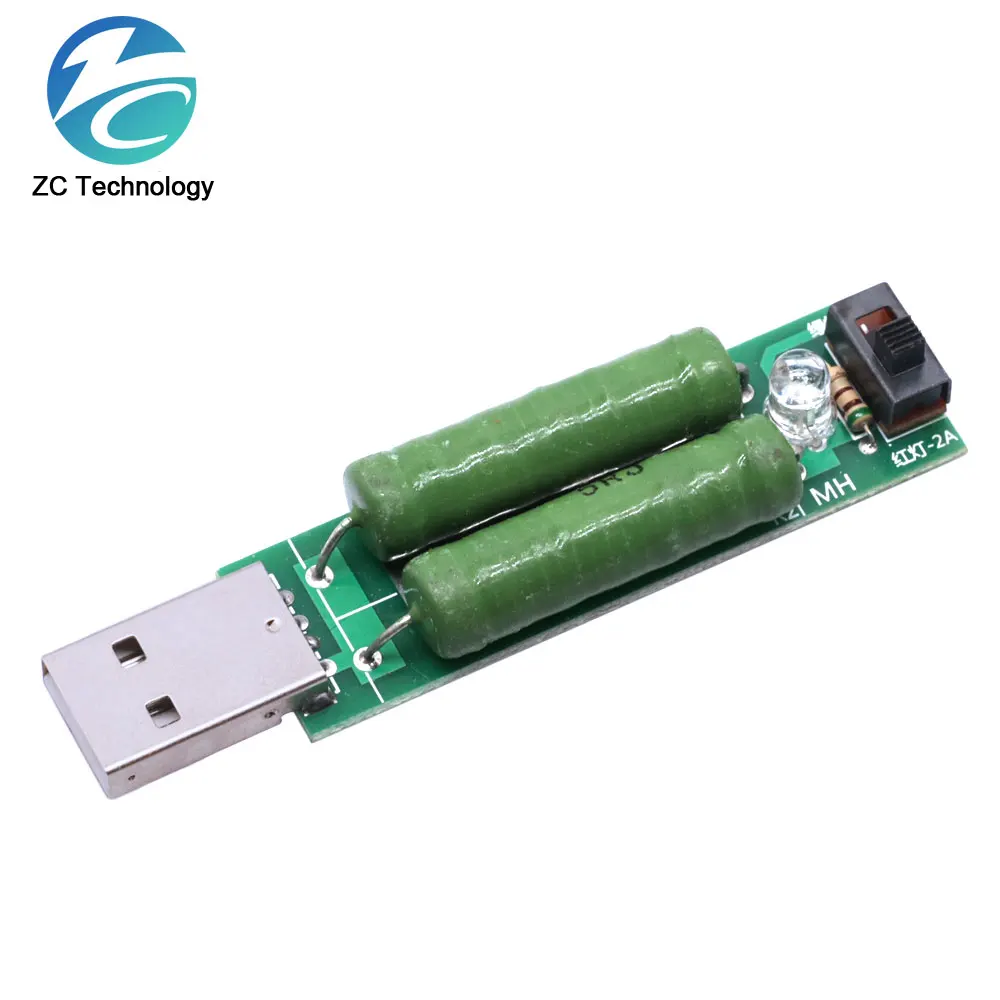 USB Port Mini Discharge Load Resistor Digital Current Voltage Meter Tester 2A 1A With Switch 1A Green Led 2A Red Led