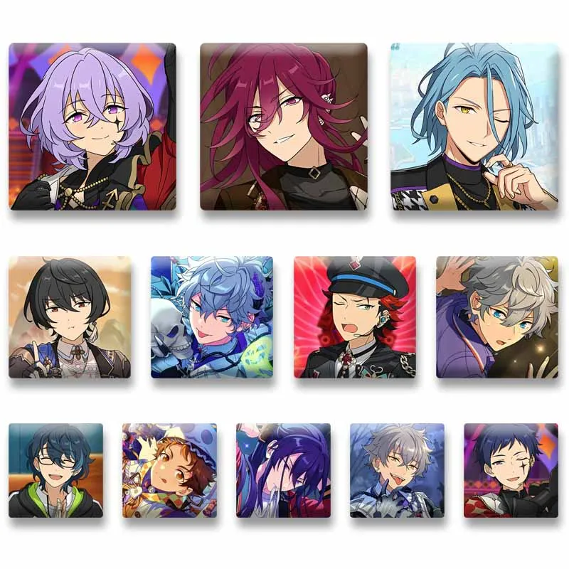 

Suou Tsukasa Hakaze Kaoru Koga Oogami Square Badge Ensemble Stars Game Peripheral Lapel Pin Cartoon Jewelry Brooch Accessories