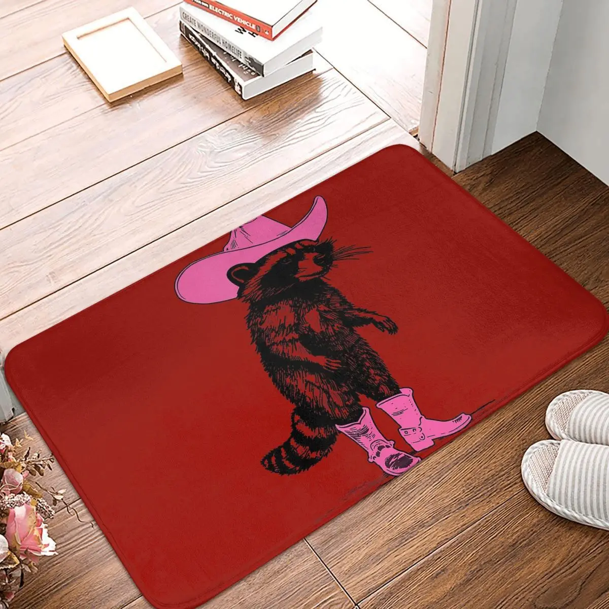 Raccoon Cowgirl Western Country Anti-slip Doormat Floor Mat Carpet Rug for Kitchen Entrance Bathroom Living room Footpad Mats