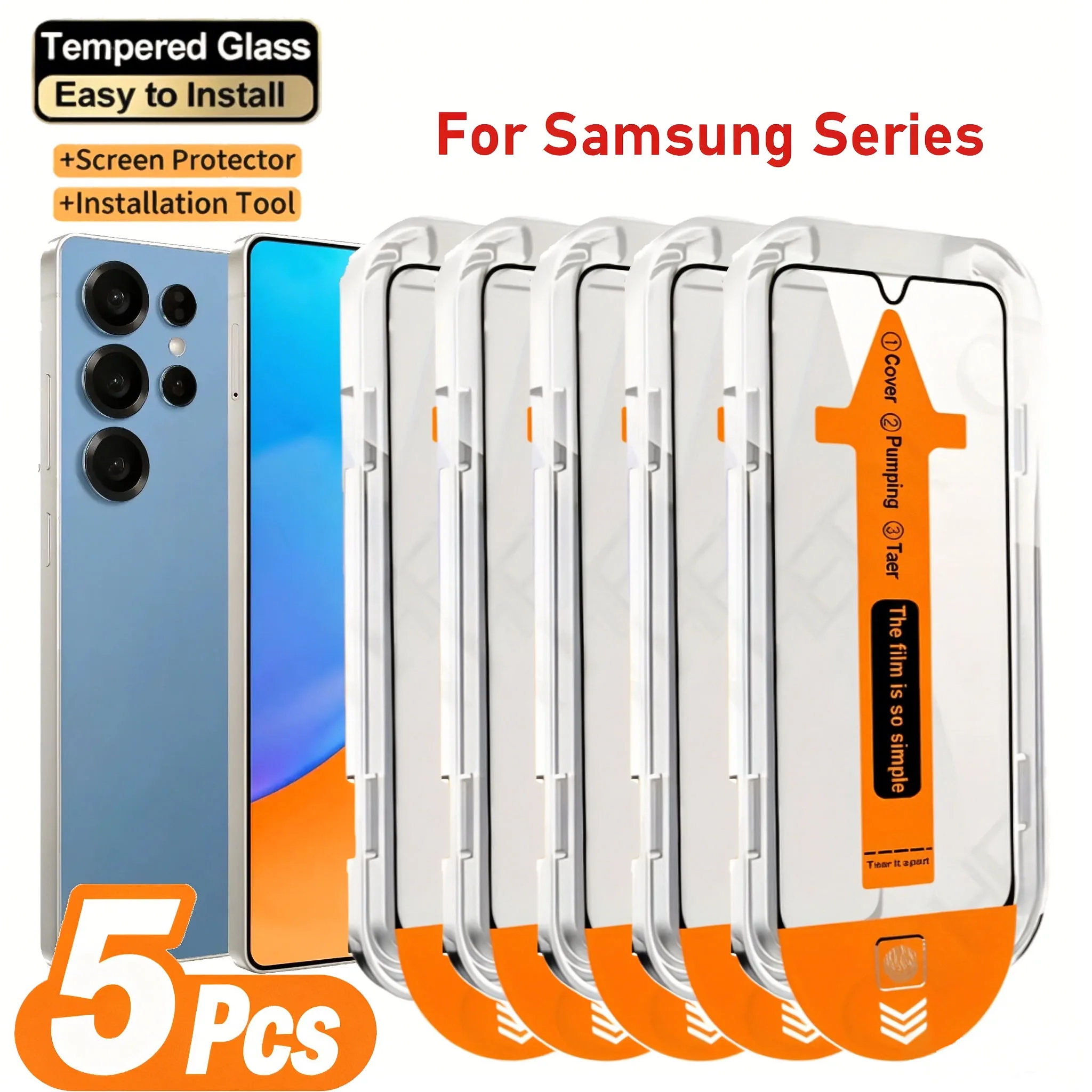 1-5PCS Dust Free Temeperd Glass For Samsung S26 A56 5G A55 A57 A36 A17 A18 A16 A34 A35 A54 A53 A52 A37 A22 A25 A26 A27 A71 A73