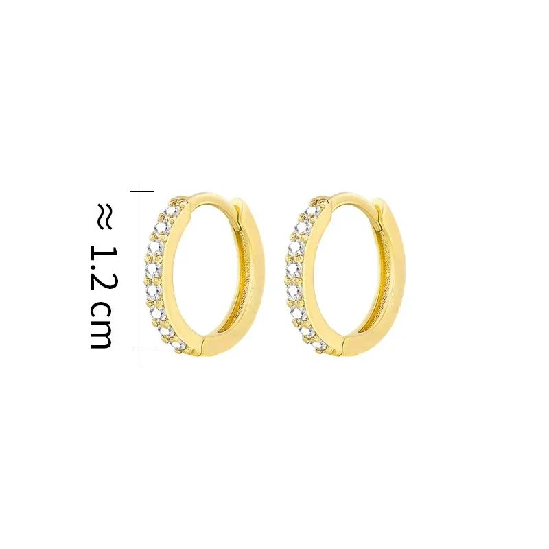 

Real 925 Sterling Silver 18K Gold Zircon Mini Round Hoop Earrings for Women Classic Fine Jewelry Minimalist Accessories
