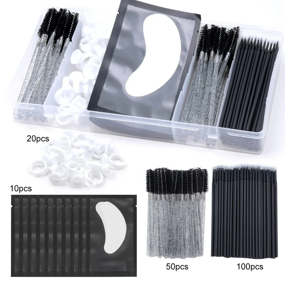 Transparent with Vertical 5 Grid Extension Rectangle Tool Storage Cover Eyelash Box Glue Tweezer Holder Makeup Organizer Makeup