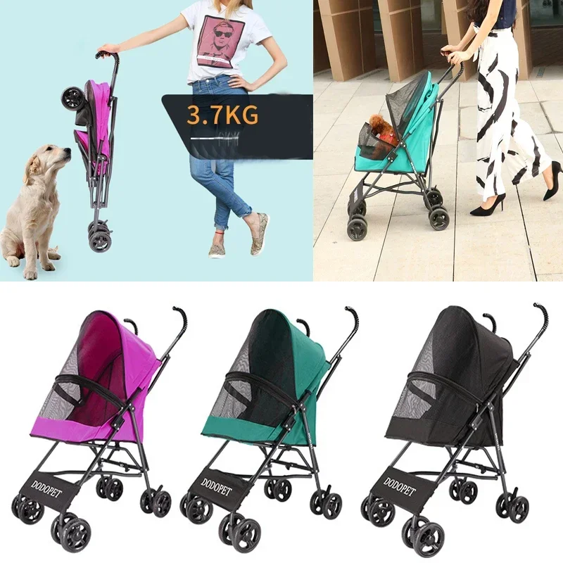 

2024 Foldable Portable Pet Cart Dog Cat Cart Teddy Outdoor Cart Installation Free Quick Collection Dog Stroller Pet Trolley New