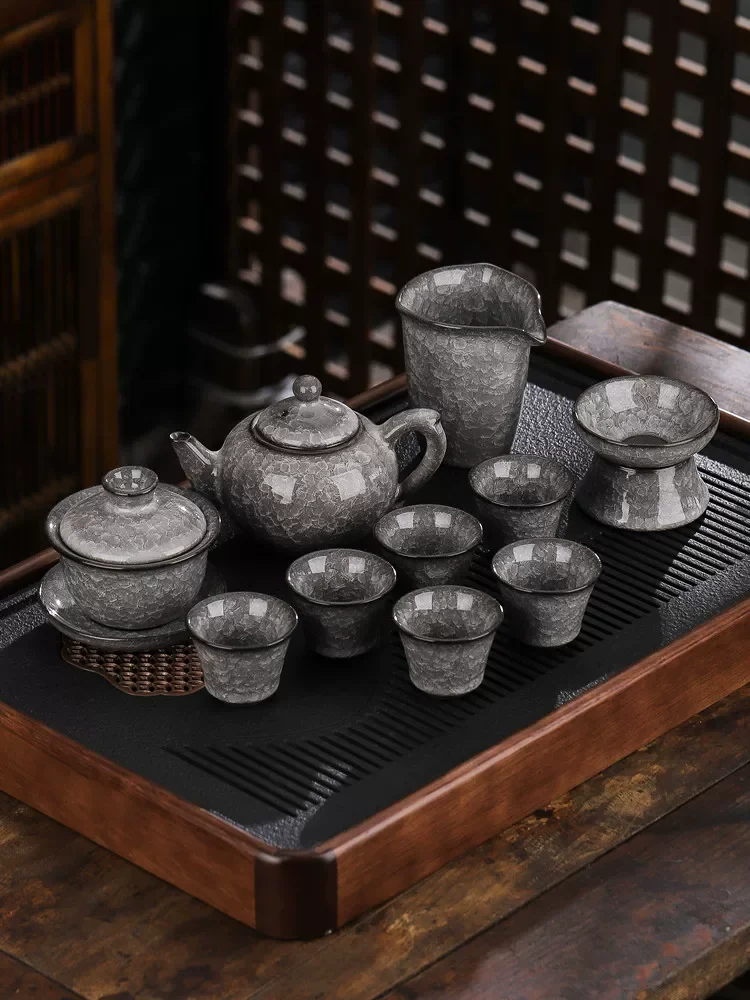 

Black Ice Flower Tea Set Ceramic Ice Crack Meets Hydrated Ice Set High end Gift Box Kung Fu Tea Set Gift