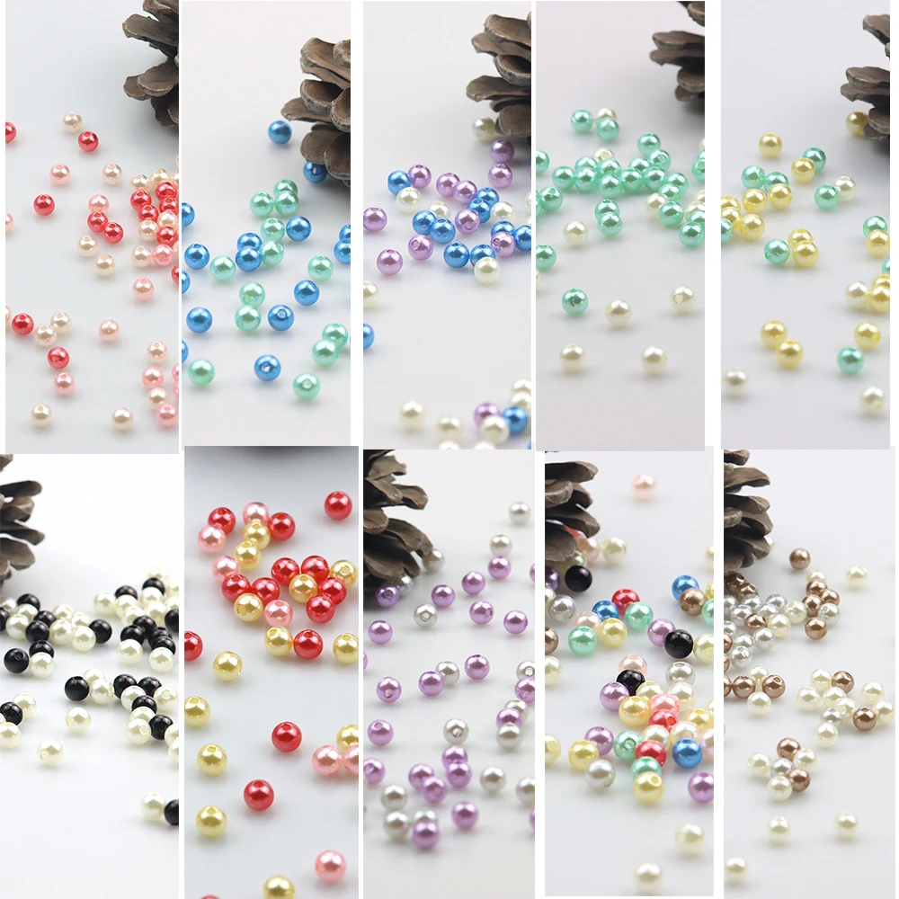 10G 4MM/6MM Mixed Multicolor ABS Imitation Pearl Round Beads With Holes DIY Bracelet Earring Small Beads Necklace Jewelry Makein