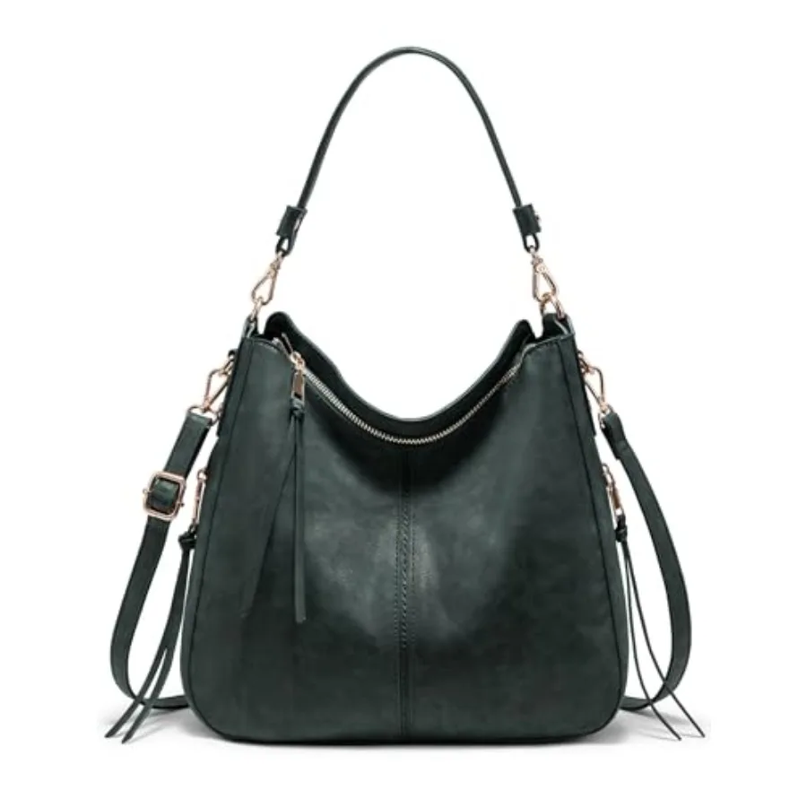 

Realer Hobo Crossbody Bags for Women Designer Faux Leather Hobo Handbags Retro Large Size Shoulder Bag Bucket Purse