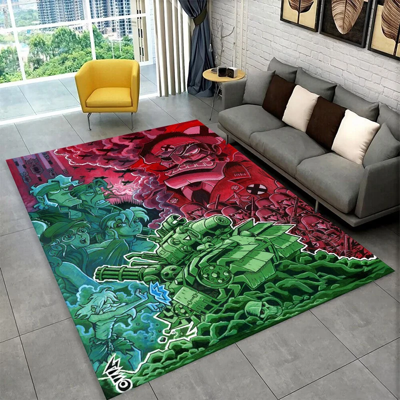 Retro Game Metal Slug Cartoon Carpet Rug for Playroom Bedroom Living Room Sofa Home Decor,kid Game Area Rug Non-slip Floor Mat