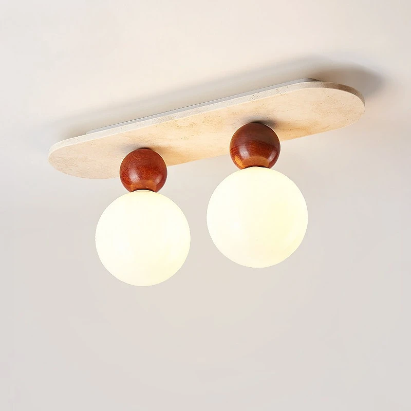 

Потолочные светильники Ellipse Stone LED для коридора и гостиной, в скандинавском современном стиле Ваби-Саби, из натурального желтого травертина, потолочная лампа-плафон