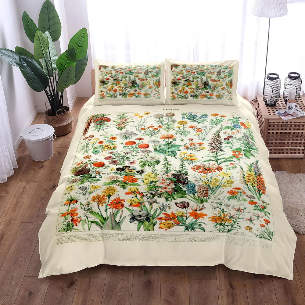 

Botanical Herbarium Duvet Set King Queen Double Full Twin Single Size Duvet Cover Pillow Case Bed Linen Set