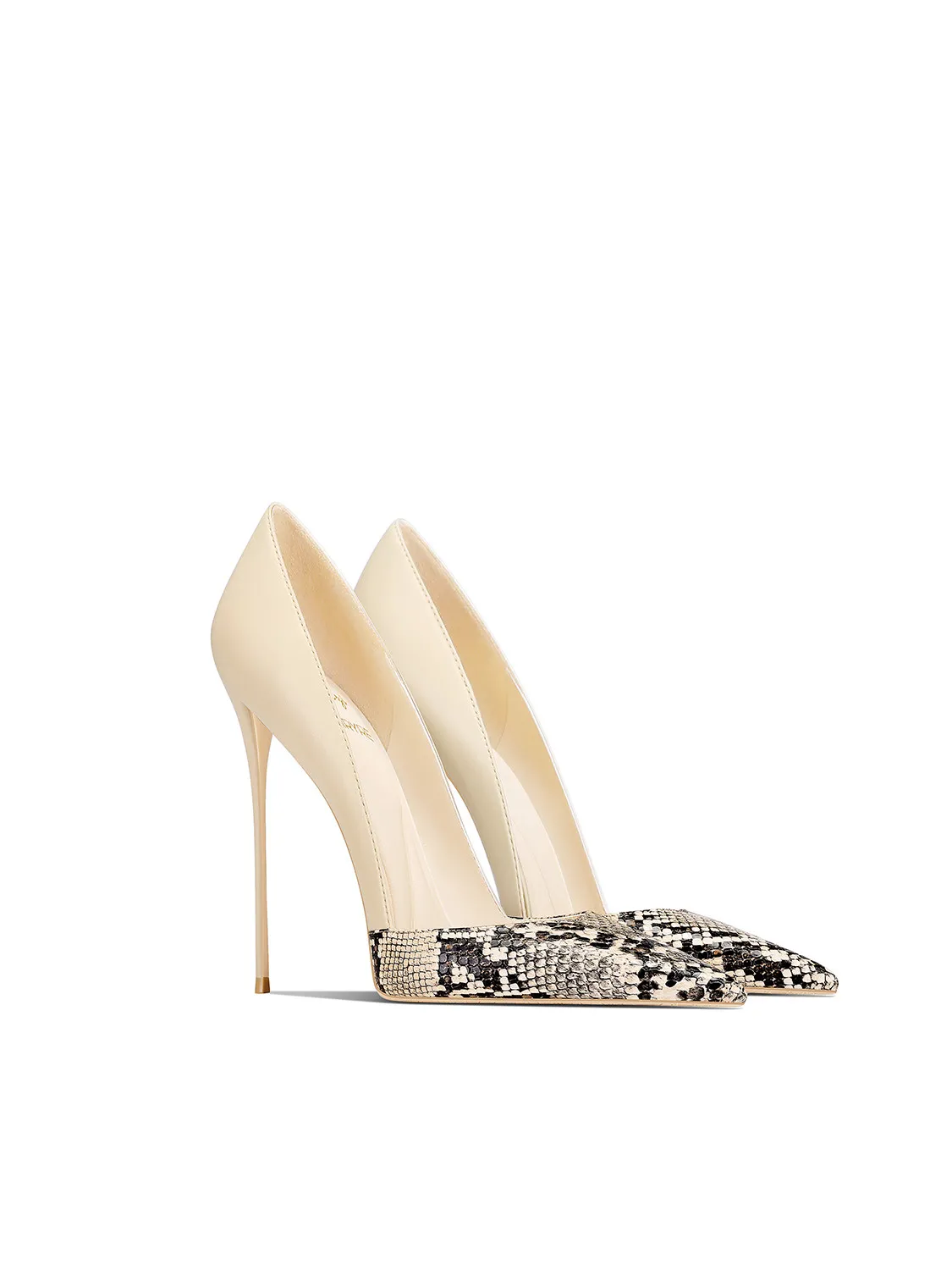 Spring New Women's High Heels, Snake Pattern Splicing Pointed Head Stiletto Trendy Handmade Women's Shoes