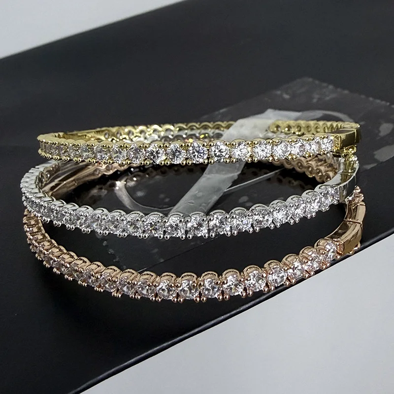 

Luxury Fashion Men's Cubic Zirconia Tennis Bangles Classic Square Jewelry for Party Wedding Top Quality New Brand Jewelry