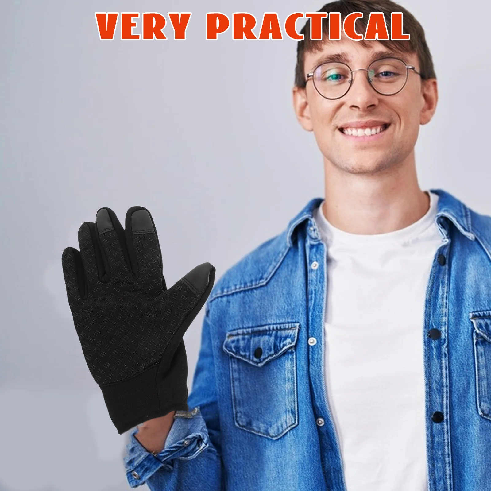 

Xl Black Winter Gloves Touch Screen Waterproof Windproof Fleece Full Finger Warm Stretchy Durable Portable Carry