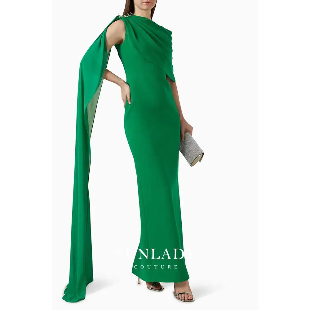 YUNLAN Gorgeous Saudi One Shoulder Sleeve Ankle Cover Up Dress Orange 2024 Women Elegant Bridesmaid Dress Guest Mixi Party Dress