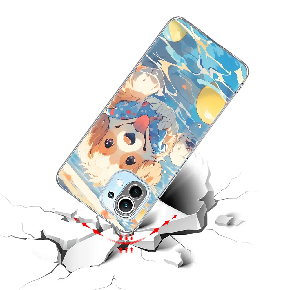 Cute Cat Cartoon Dog Case for Xiaomi Mi 11 9 9T 13 12 12T 11i A2 11T 12X 10 8 10T Pro 5X A1 A3 Lite Transparent TPU Phone Cover