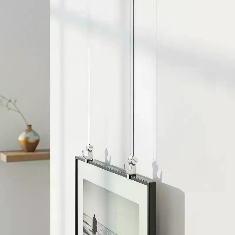 Stainless Steel Picture Hangers Heavy Duty Rail Hooks Silver Easy Installation