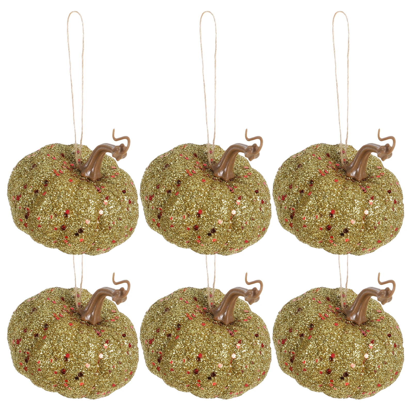 

6 Pcs Halloween Decorations Outdoor Simulation Pumpkin Pendant Fake Ornaments Fall Centerpieces for Tables Golden