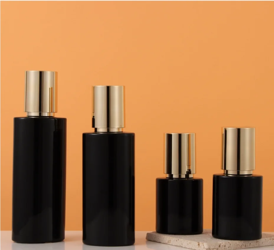 30ml-120ml オーバル型ガラスボトル モイスチャーエッセンス セラム/ローション/エマルジョン/ファンデーション/化粧水 化粧品容器