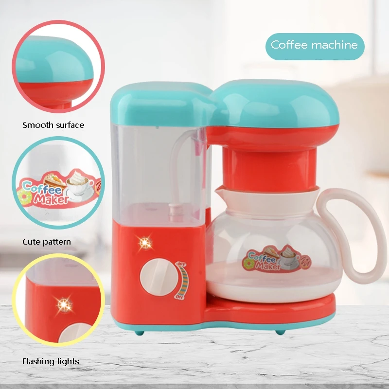 Kids Pretend Play Sets Simulation Toasters Bread Maker Coffee Machine Blender Baking Kit Game Mixer Kitchen Role Toy - D