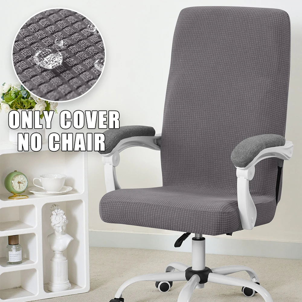 Water-repellent Jacquard Office Chair Covers Elastic Computer Chair Protector with Zipper Internet Gaming Swivel Chair Slipcover