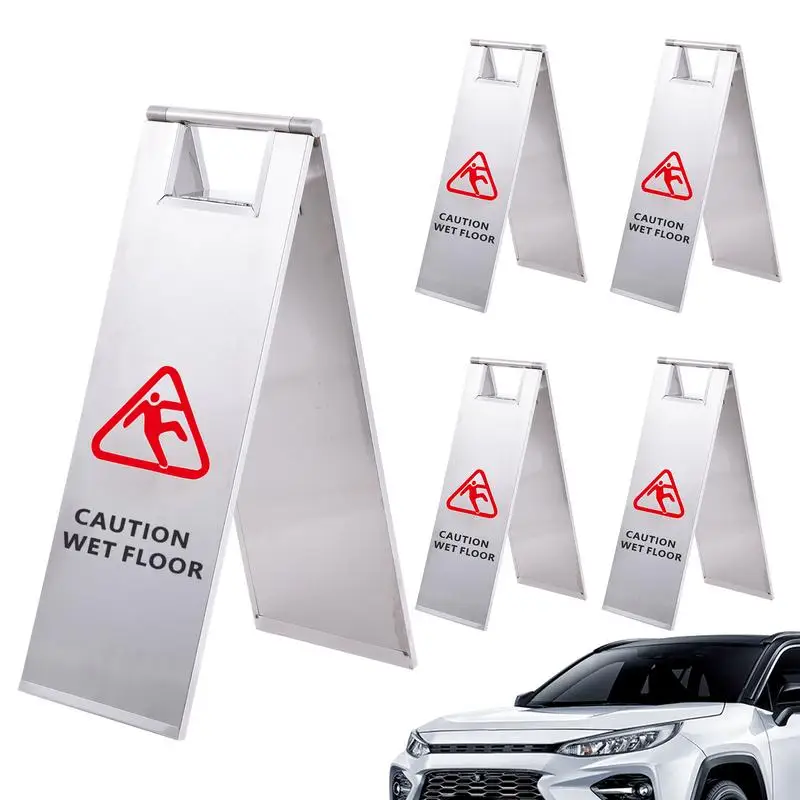 

Wet Floor Sign Floor Sign For Safety Slippery Sign Stainless Steel Double-Sided Warning Sign 5 Pcs Folding Signs For Restaurant