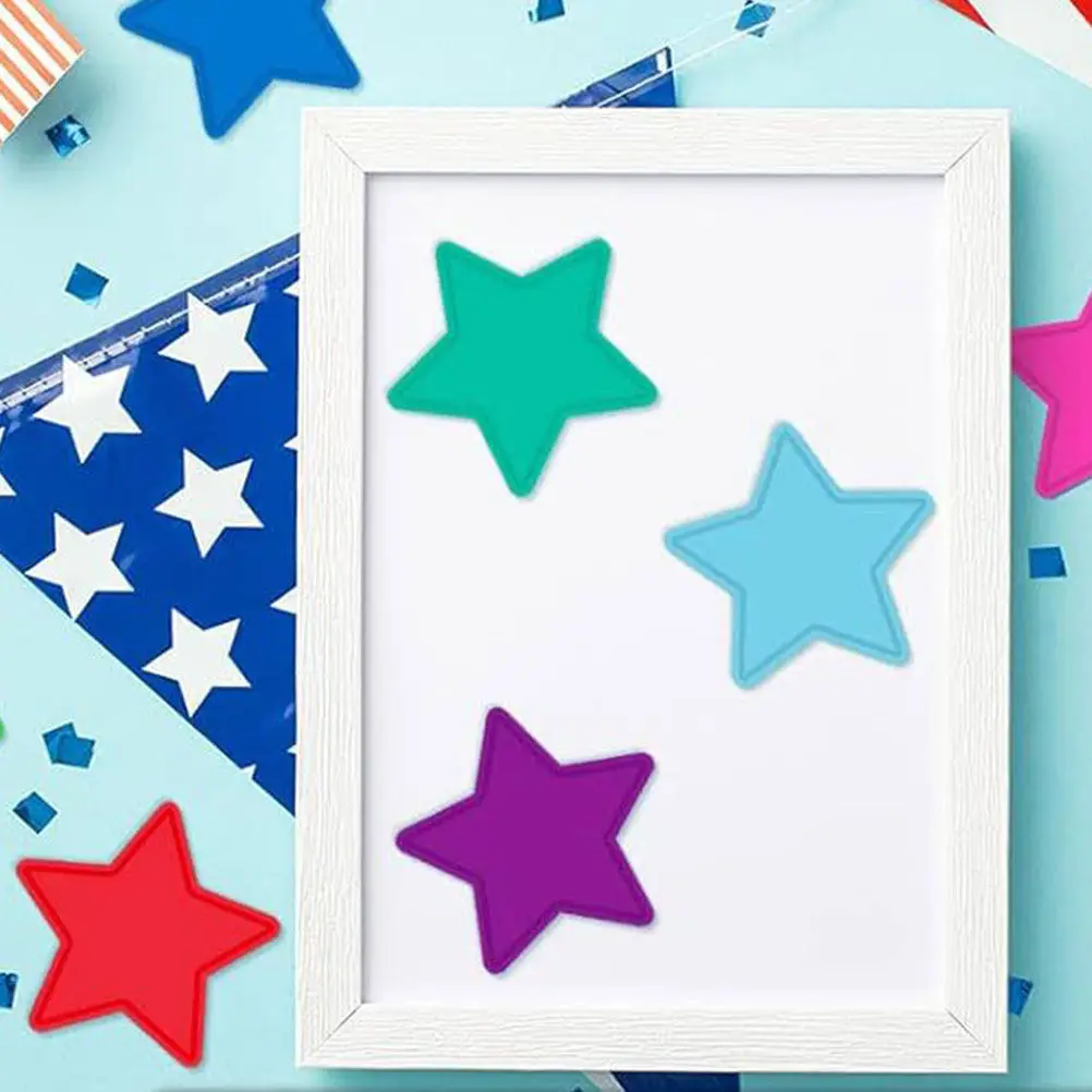 1Set Premium Paper Star Cutouts Vibrant Colors for Teacher Classroom Decor Bulletin Board DIY Craft Wall Decals Star Shaped