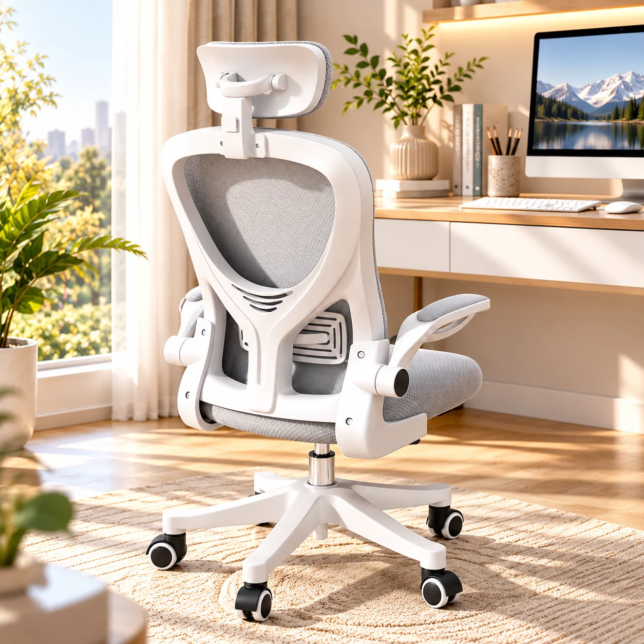 Ergonomic Office Chair Adjustable Height Swivel Computer Desk Chair Comfortable Gaming Chair for Home Office and Long Sitting