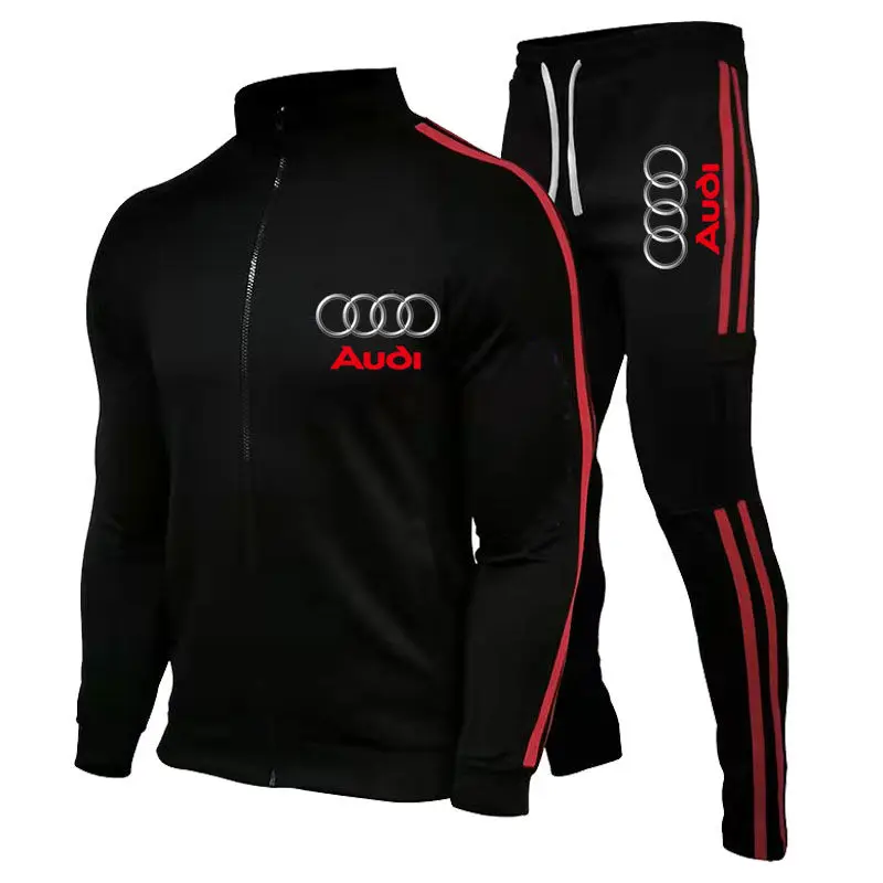 2025 Nuevo traje de ciclismo de la marca Audi, conjunto deportivo y de ocio, traje de carreras estampado para hombre, conjunto de traje deportivo empalmado