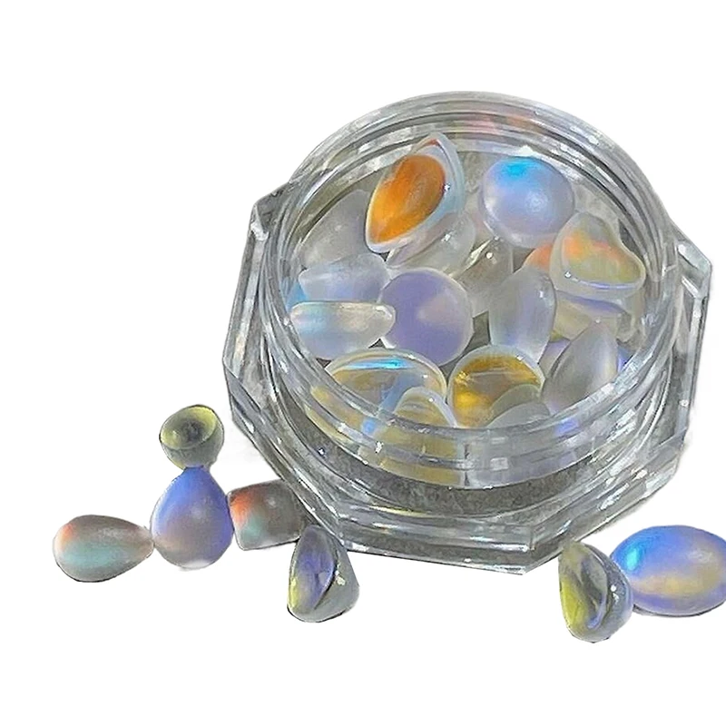 20 Stuks Blauwe Tranen Nagelaccessoires Blauw Paars Gepolariseerd Cat Eye Matglas Boor Nail Art Design Decoratie Accessoires Diy