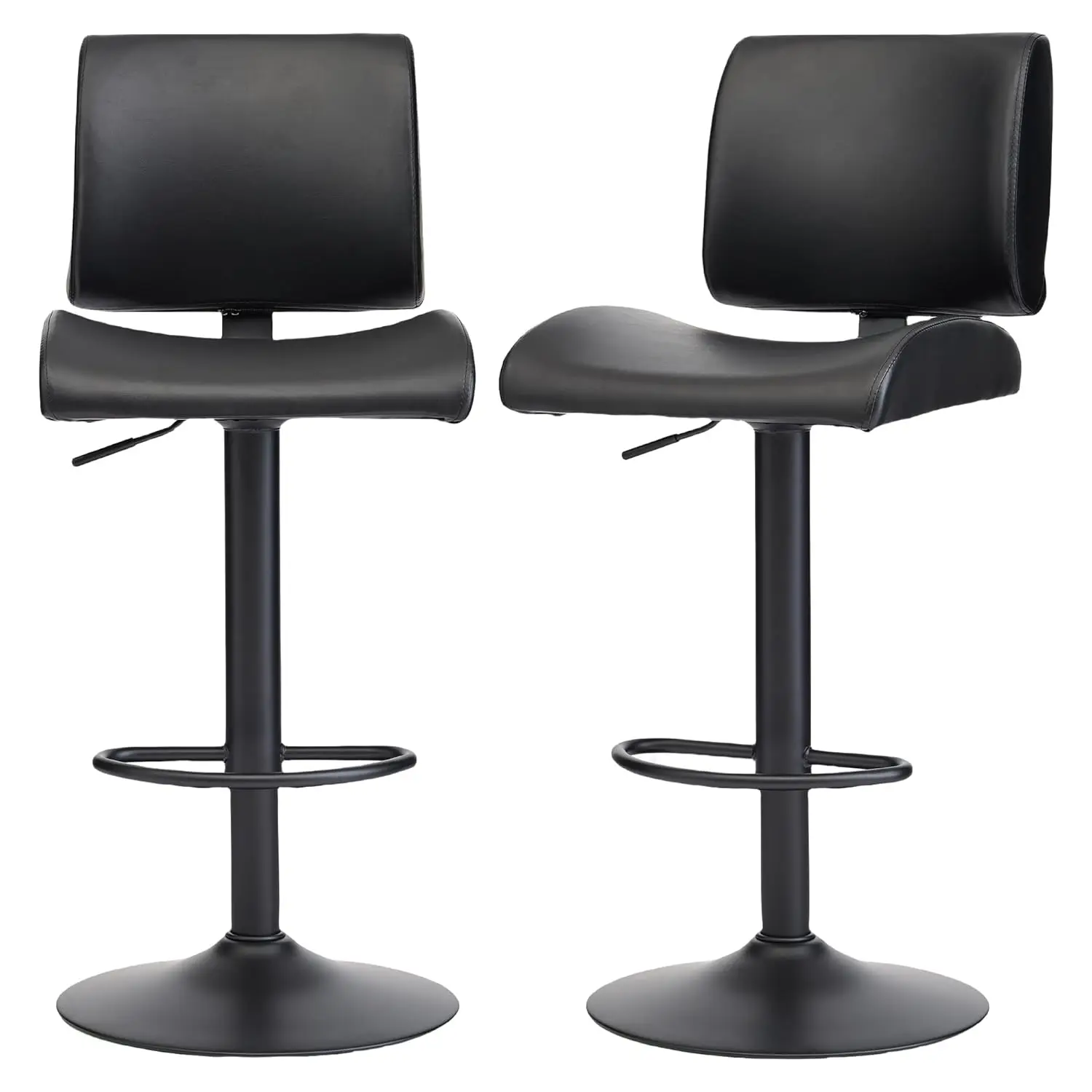 

Черный регулируемый поворотный барный стул со спинкой из искусственной кожи высотой 25–34 дюйма, кухонный остров по индивидуальному заказу