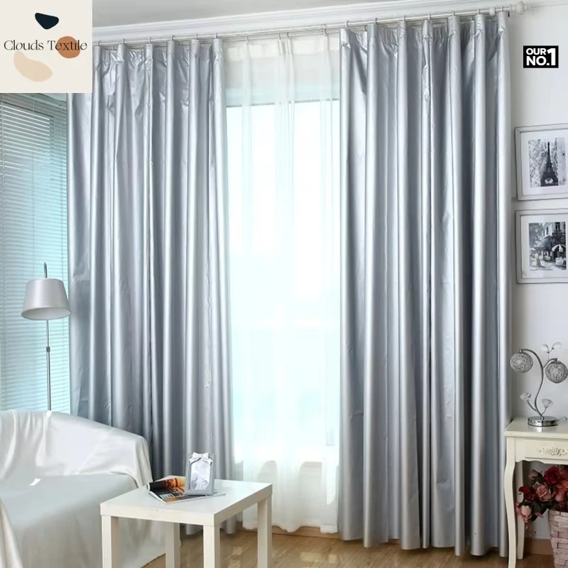 

Full Blackout Thickened Silver Blackout Curtains for Living Dining Room Bedroom Washable Dormitory Sunroom Curtains Customize