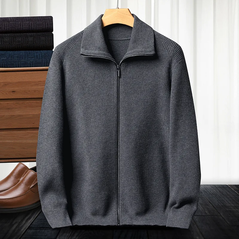 Autumn Winter Sweater Men's Jacket Zipper Collar Thickened Cardigan Men's Top